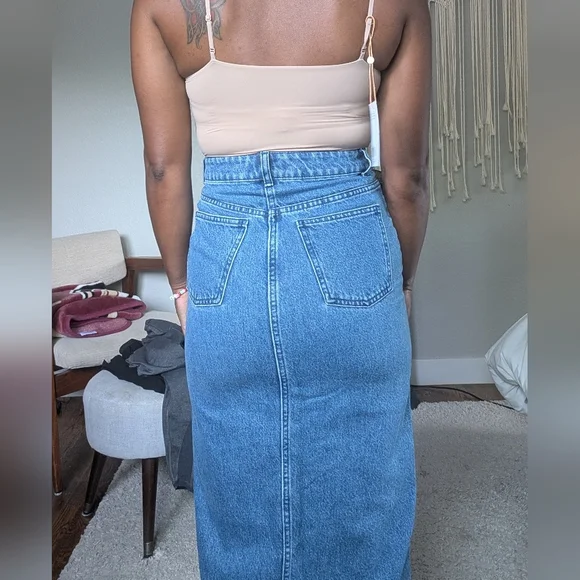 Women's Blue Denim Maxi Skirt - Picture 5 of 7